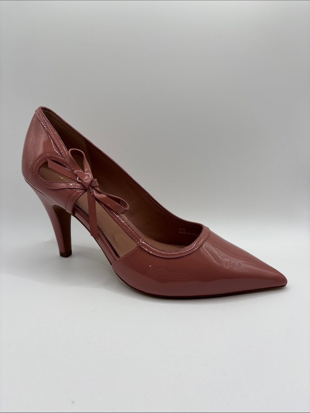 Paolo Dusty Rose Patent Pointed-Toe Pump with Side Bow